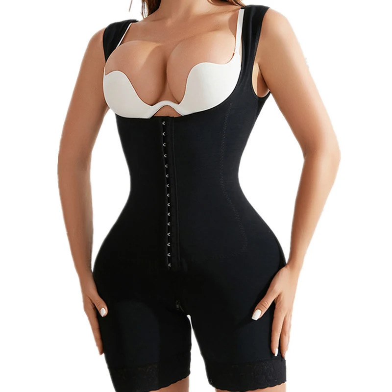 Fajas Colombian Girdles Waist Trainer Open Bust Slimming Shapewear Women Tummy Control Body Shaper Front Hooks Sheath 231226