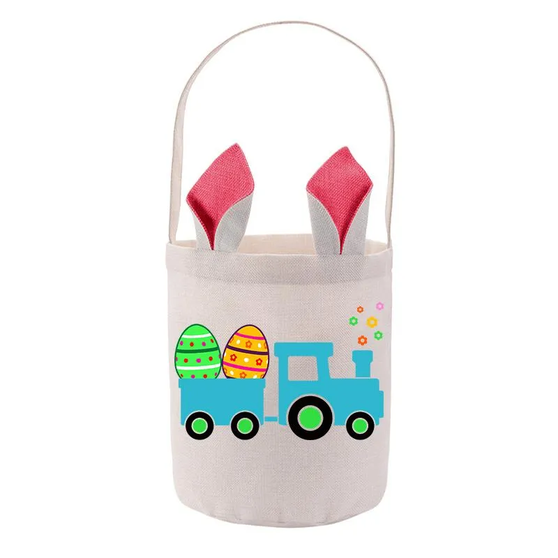 Sublimation Easter Bucket Festive DIY Blan Bunny Basket Portable Outdoor Shopping Bag With Rabbit Ears Cpa4210 2024