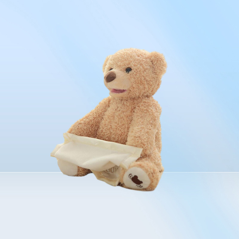33cm Children039S Electric Plush Bear Hide And Seek Cute Music Bear Doll Birthday Gift 220217