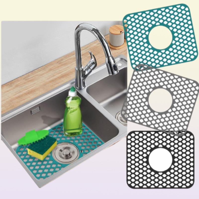 Mats Pads Silicone Sink Protector Mat NonSlip Quick Drying Dish Drain Pad Moisture Mildew Proof Grid Kitchen Storage PadMats2014388