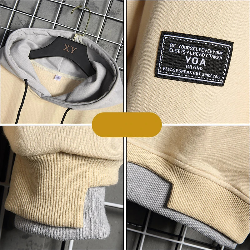 Spring Hoodie Men Hip Hop Sweatshirt Streetwear Casual Fashion Men's Clothing Korean Harajuku Loose Solid Pullover Hoodies 231226