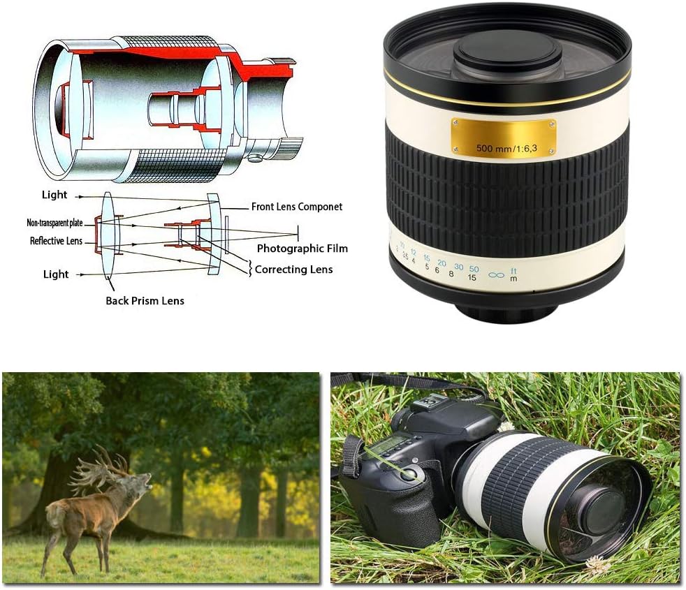 500mm F6.3 Telephoto Mirror Lens Manual Focus for Canon 60D 50D Nikon 80D 90D Pentax Sony A900 A850 A77II A77 A65 A58 A57 A55 A37 A35 A33 A700 A580 A5