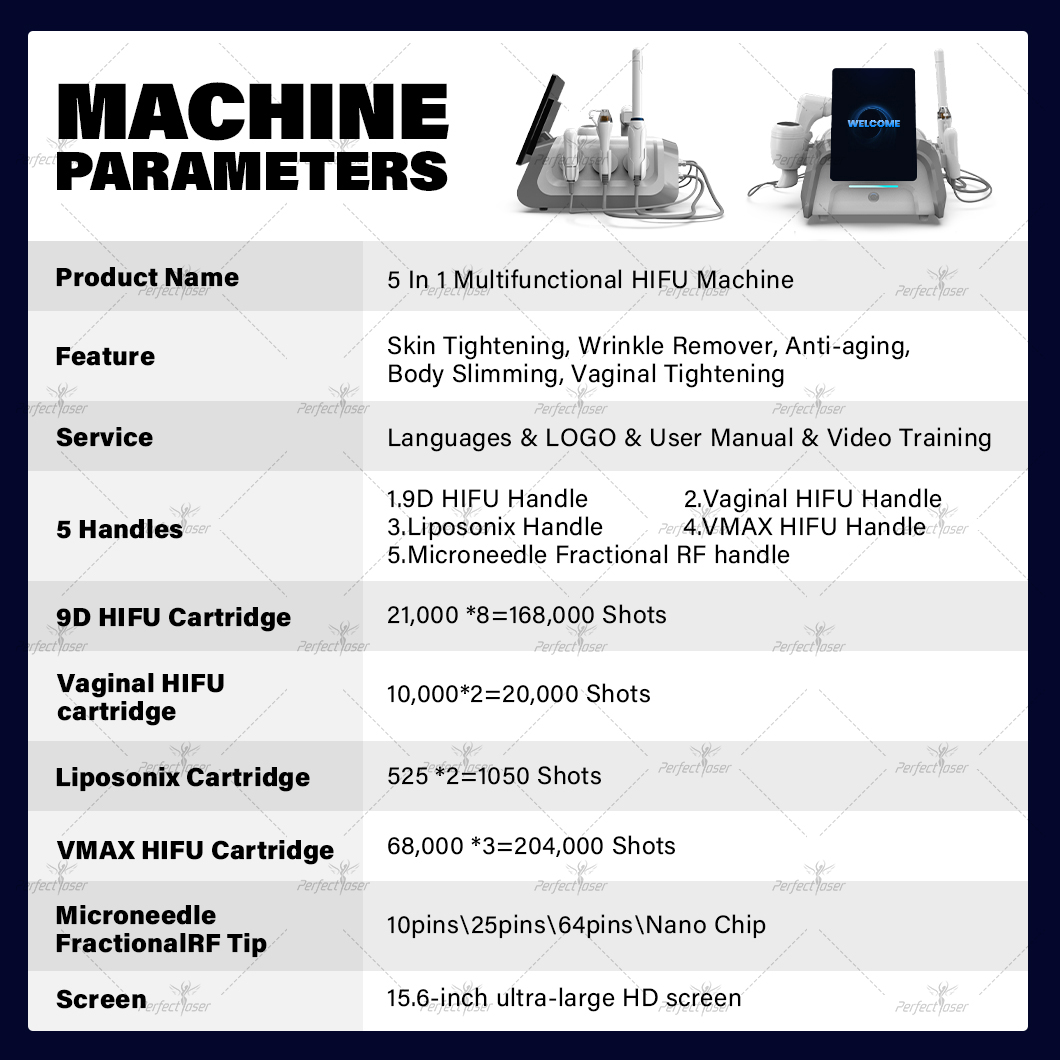 PerfectLaser 5 in 1 Multifunctional High Intensity Focused Ultrasound HIFU Machine Salon Use
