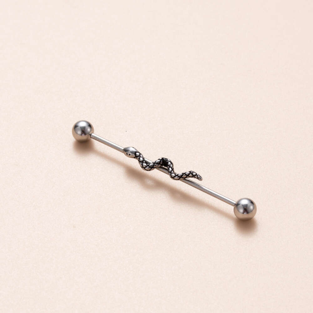 Industrial Surgical Stainless Steel Straight Barbell Helix Ear Bar Ball Cartilage Earring Stud 1.2 Screw Love Snake Ear Bridge Piercing Wolf Tide Body