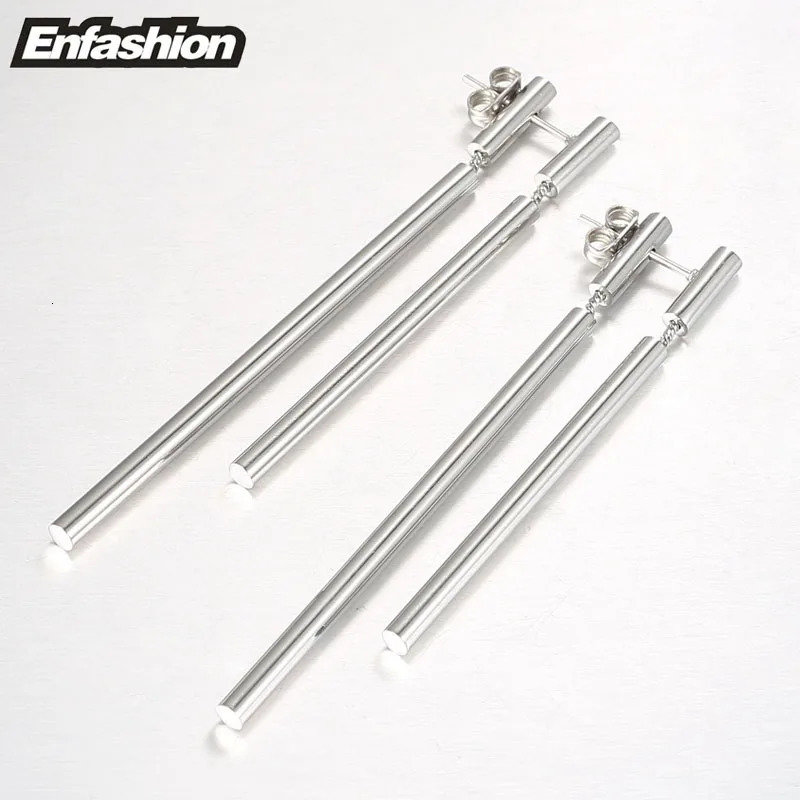 Enfashion Jewelry Double Long Earrings Dangle Earring Rose Gold color Earings Stainless Steel Drop Earrings For Women Wholesale 231227