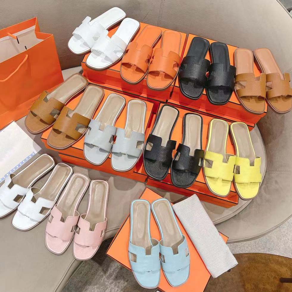 Fashion slippers Women Designer sandals for womens slipper mens casual loafers shoes outdoor beach slides flat bottom with buckle unisex genuine leather Dhgate