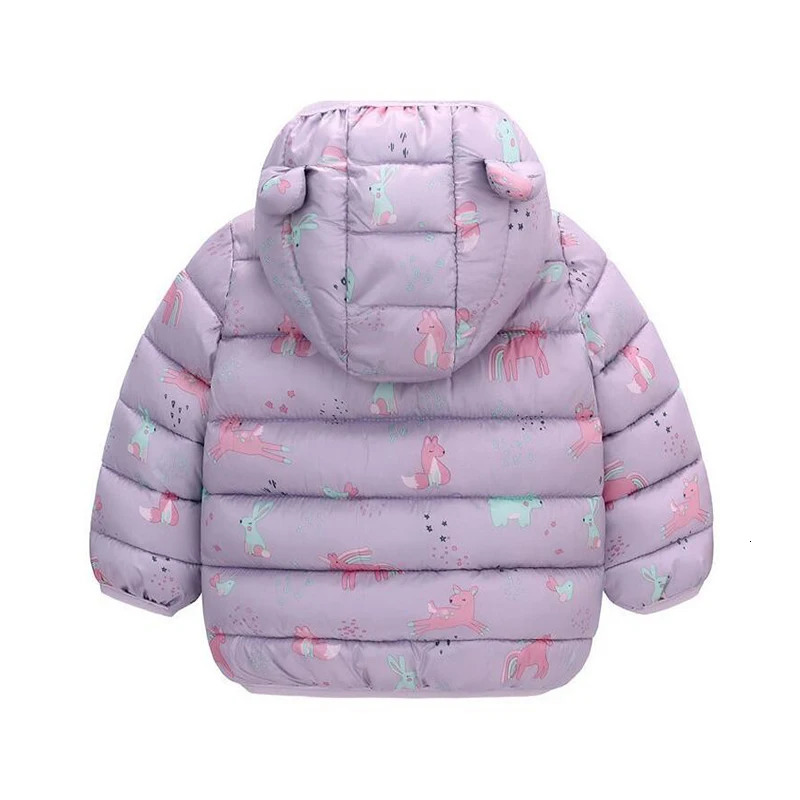 Children Boys Baby Hooded Lightweight Down Jackets Warm Outerwear Autumn Kids Girls Coats Cartoon Dinosaur Print Casual Clothing 231226