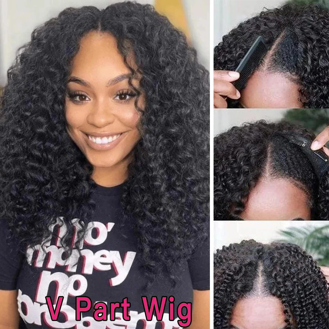 V Part Wig Human Hair No Leave Out Brazilian Deep Wave Human Hair Wigs for Women U Part Deep Curly Wigs Glueless Virgin 250% 231227