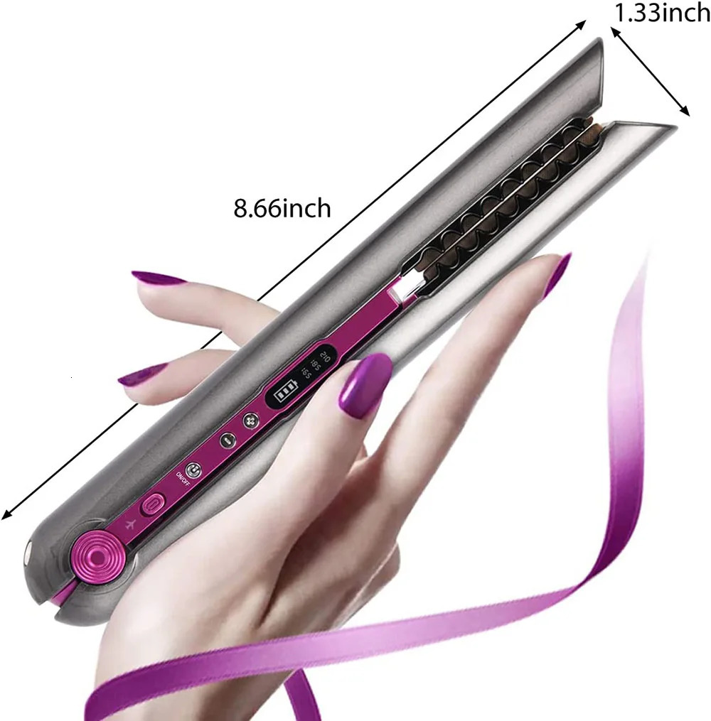 Professional Hair Straightener Ceramic Flat Iron Straightening Curling Iron USB Rechargeable Hair Curler Wireless Straightener 231227
