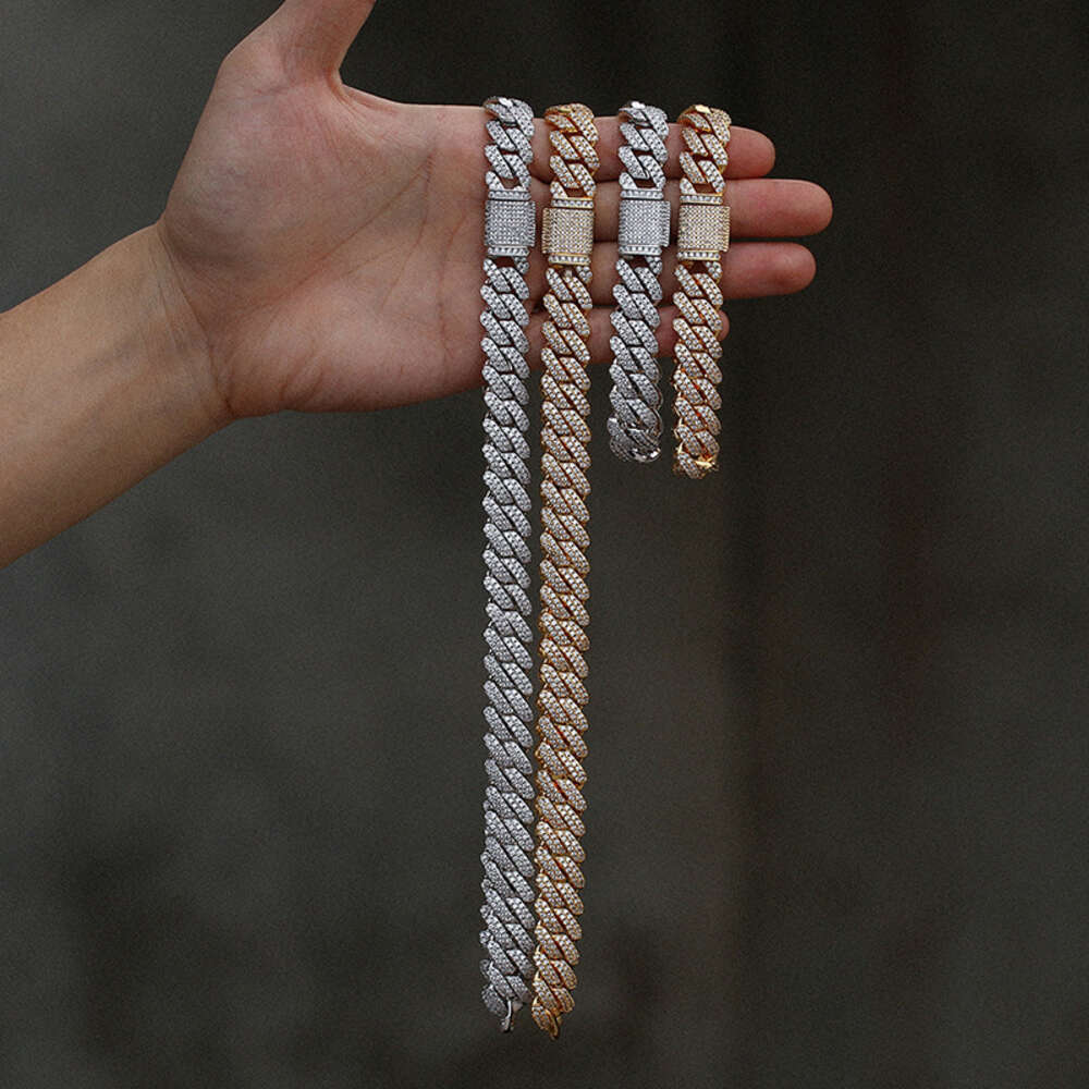 14mm Moissanite Cuban Chain Pekny Nahrdelnik Nejlepsi Moissanite Kubansky Retez Diamond Link Pro Hip Hop