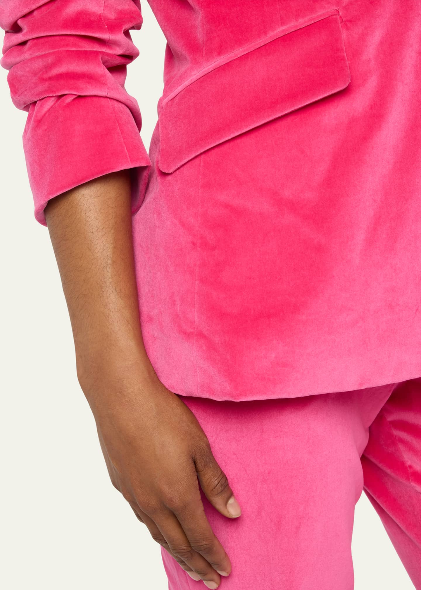 Spring Pink Women Pants Sets Velvet Slim Fit Ladies Wedding Guest Party Wear 2 Piece Jacket And Trousers
