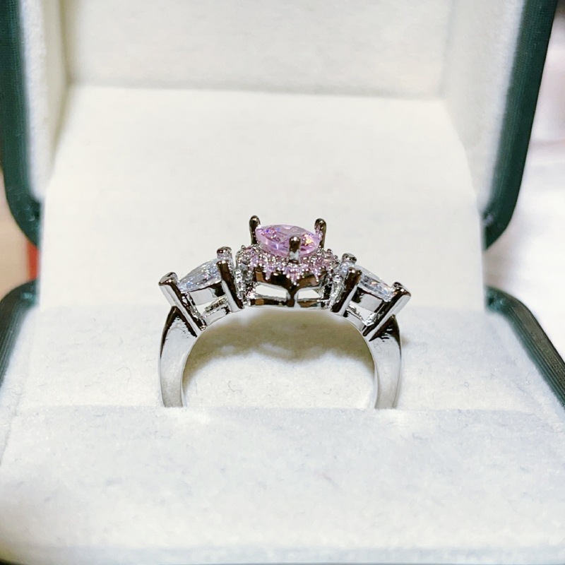 Fashion Hot Love Heart Designer Rings for Women S925 Silver Sweet Girls Lovely Hearts CZ Zircon Pink Crystal Luxury Band Ring Jewelry Valentines Day B