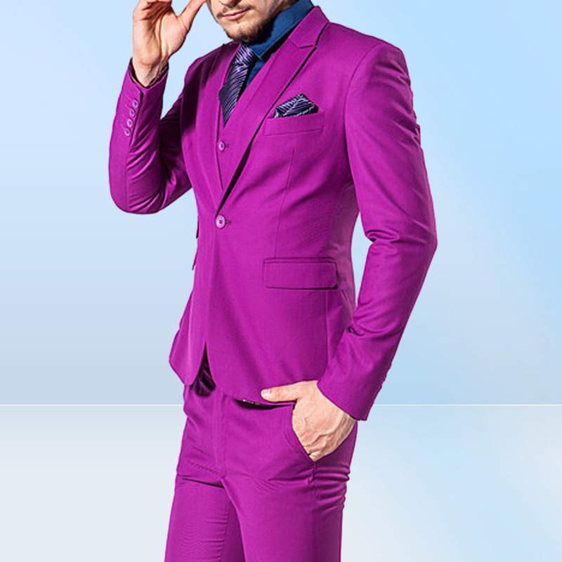 Three Piece Wedding Tuxedos for Groom Wear Peaked Lapel Slim Fit One Button Dinner Party Formal Men Suits