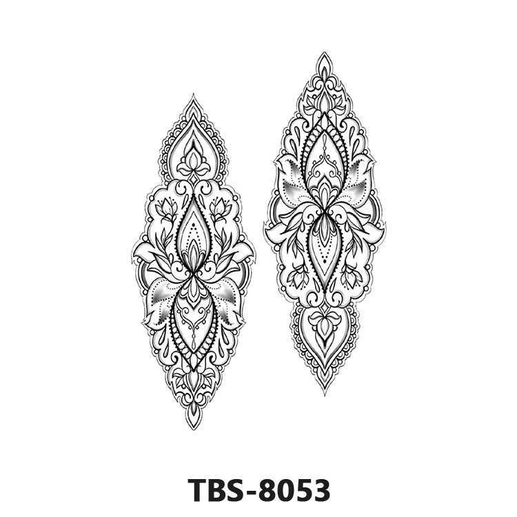 Personalized black and white colored totem tattoo sticker, waterproof durable small flower arm animal tattoo, temporary chest