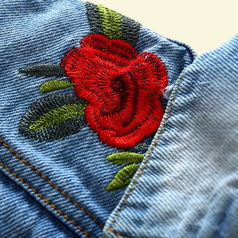 Tem Doger Baby Girls Outerwear Coats Newborn Infant Baby Jeans Coat for Girl Ripped Outwear Bebes Embroidery Denim Jackets 210312