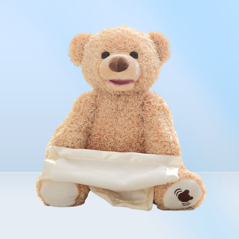 33cm Children039S Electric Plush Bear Hide And Seek Cute Music Bear Doll Birthday Gift 220217