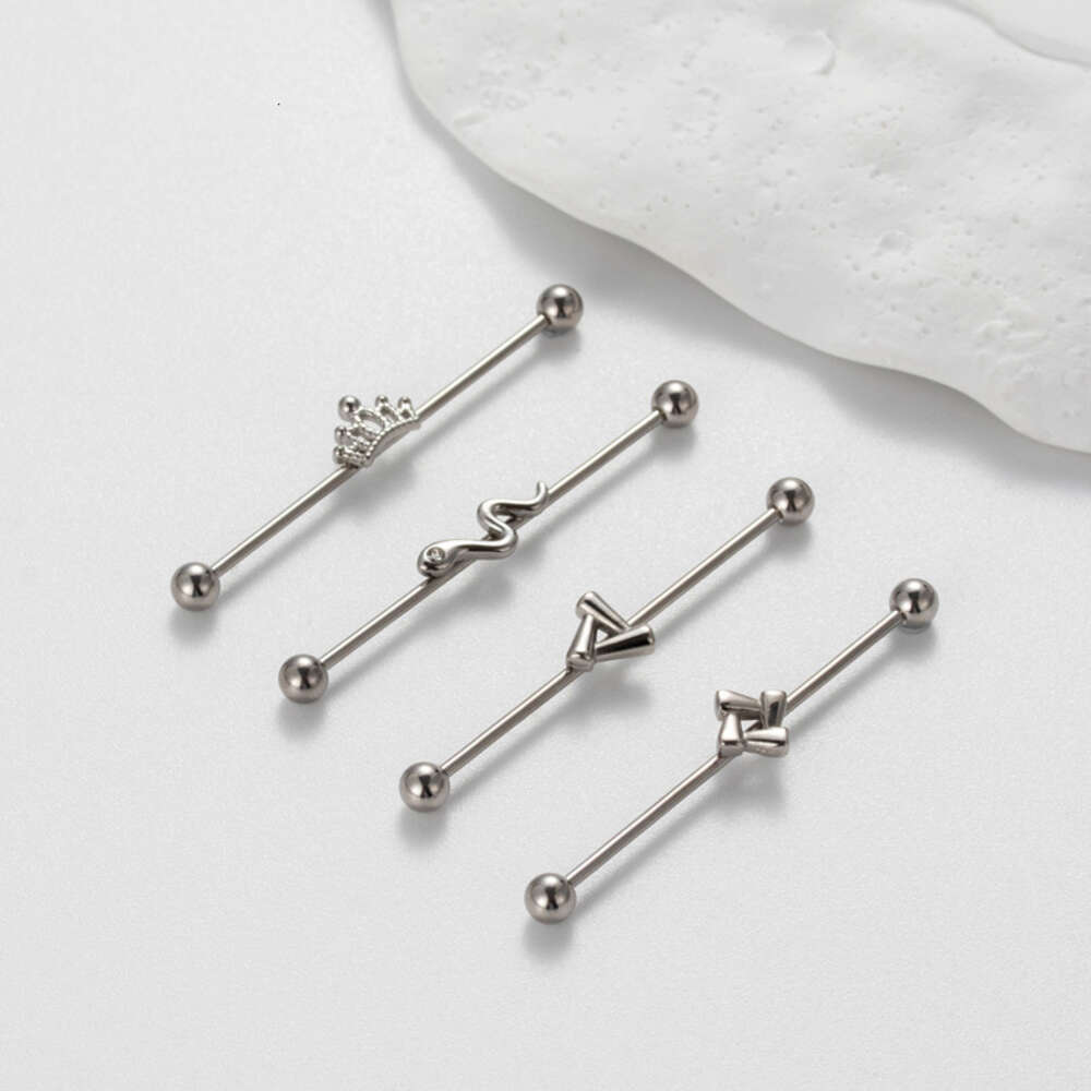 Straight Surgical Stainless Steel Industrial Barbell Helix Ear Bar Ball Cartilage Earring Stud Bling1.2mm Double Head Screw Rod Crown Bridgel Piercing