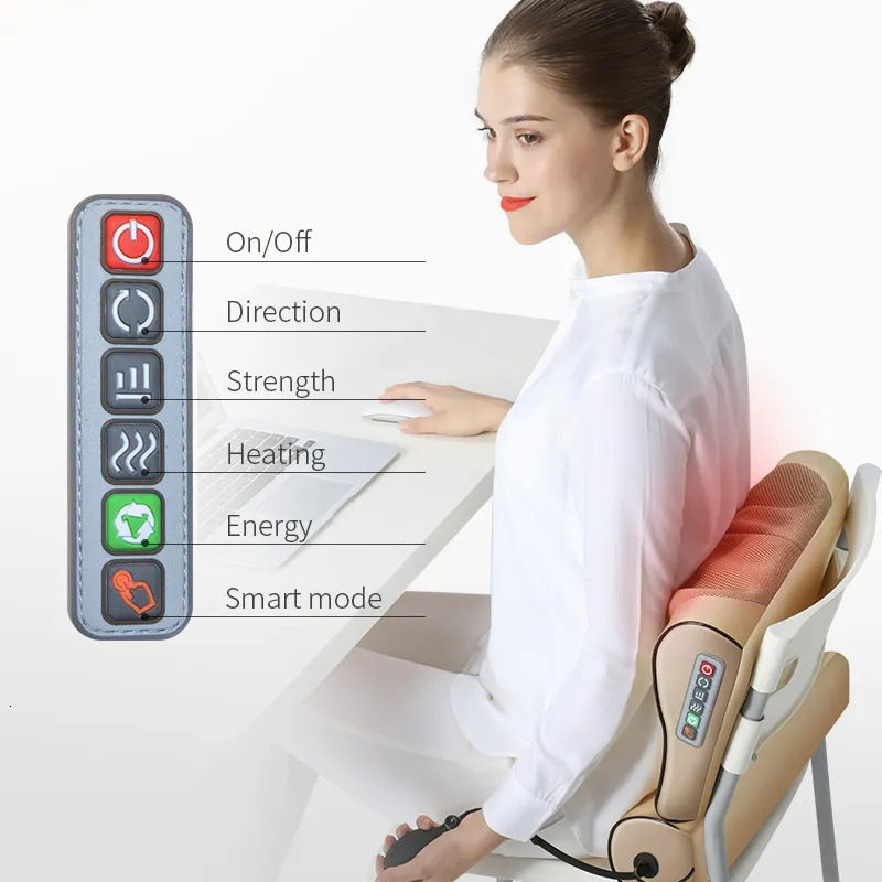 Neck Massage Pillow Electrical Cervical Traction Massager Wormwood Compress Relief Back Shoulder Pain Body Health 231227