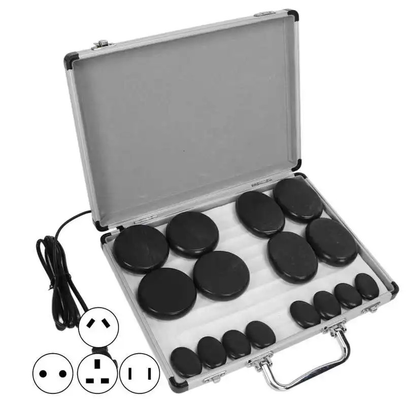 Massage Stones Kit Warming Reduce Pain Waterless Heating Heated Stone SPA Essential Oil Massage Rocks Set 231227