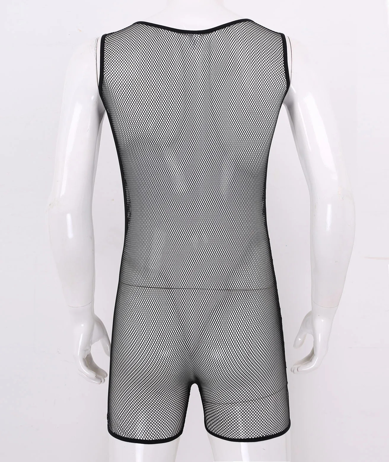 Sexy Lingerie See Through for Mens Open Crotch Fishnet Bodysuit Porno Hollow Out Sissy Leotard Body Suit Sleeveless Bodysuit 231226