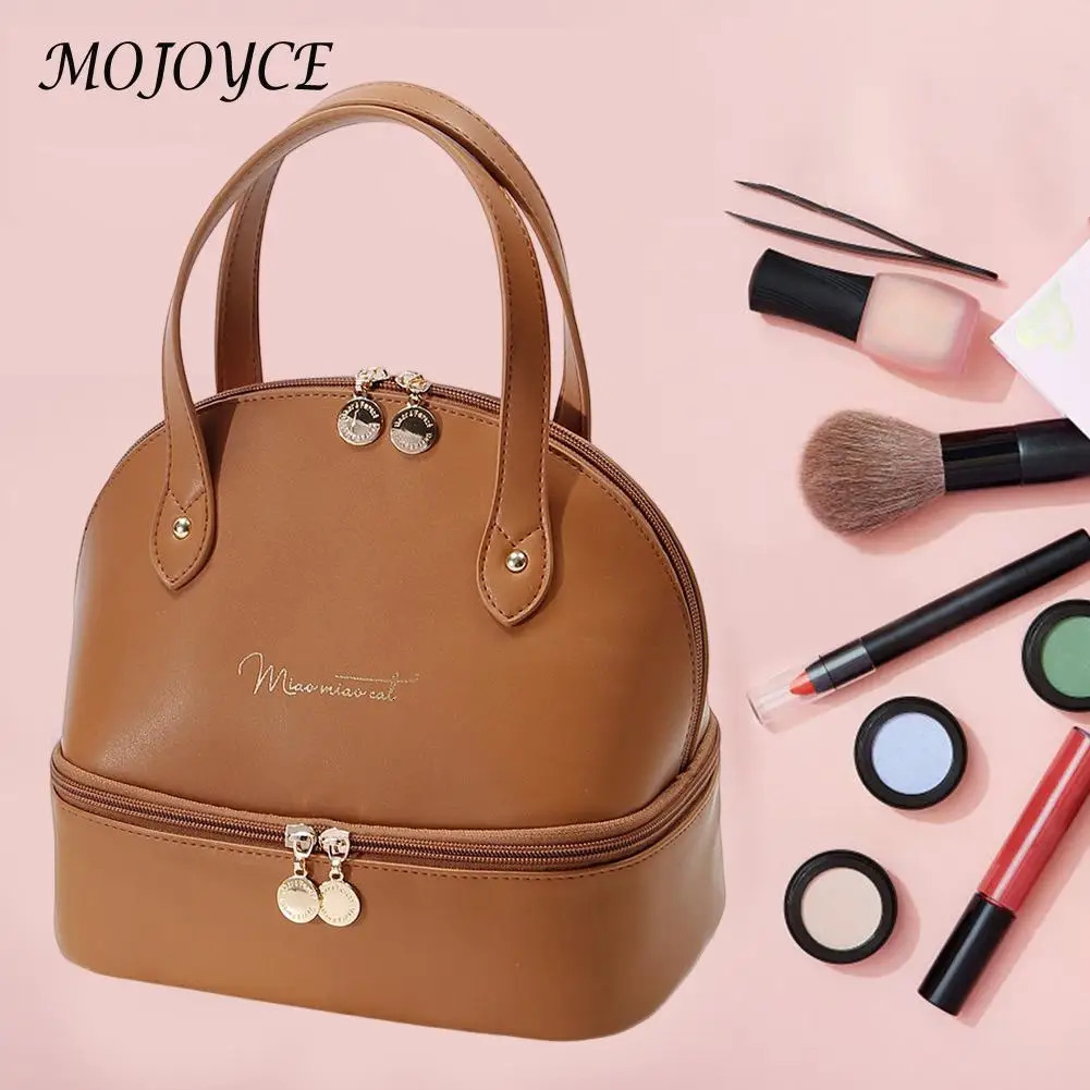 Ladies Food Handbag Case Large Capacity PU Leather Lunch Box Container Double Layer Meal Prep Bag for Travel Work School Picnic 231226