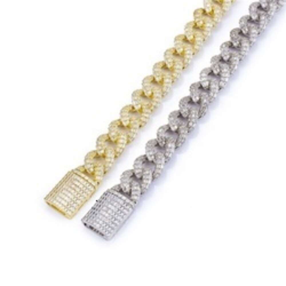 Voaino 20inch Gold Plated 925 Sterling Silver Chain Link Moissanite Cuban Chain