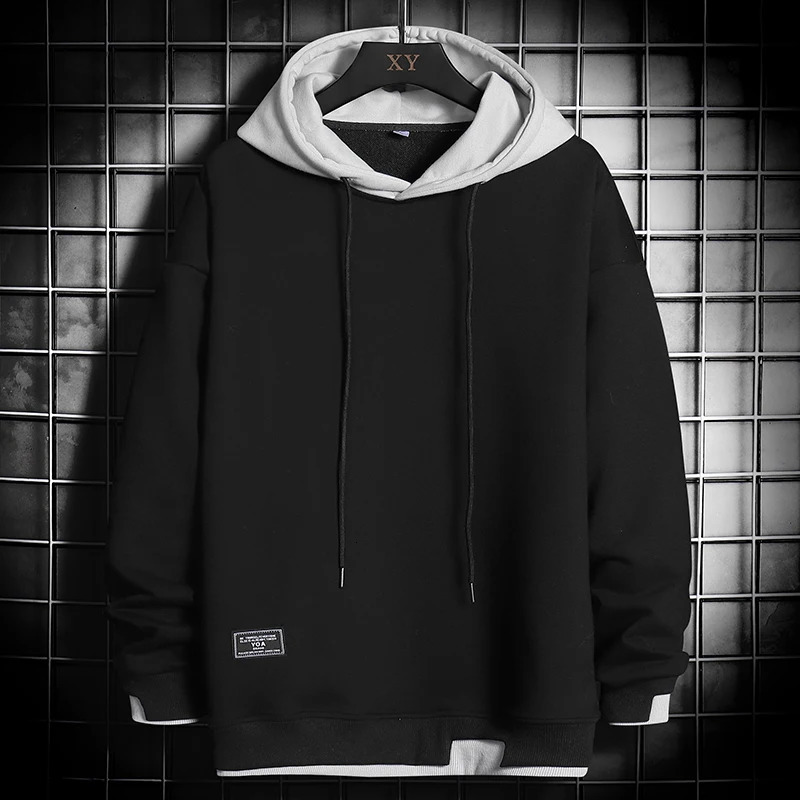 Spring Hoodie Men Hip Hop Sweatshirt Streetwear Casual Fashion Men's Clothing Korean Harajuku Loose Solid Pullover Hoodies 231226