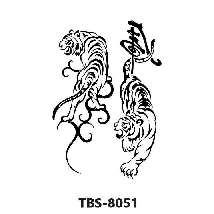 Personalized black and white colored totem tattoo sticker, waterproof durable small flower arm animal tattoo, temporary chest