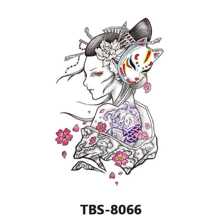 Personalized black and white colored totem tattoo sticker, waterproof durable small flower arm animal tattoo, temporary chest