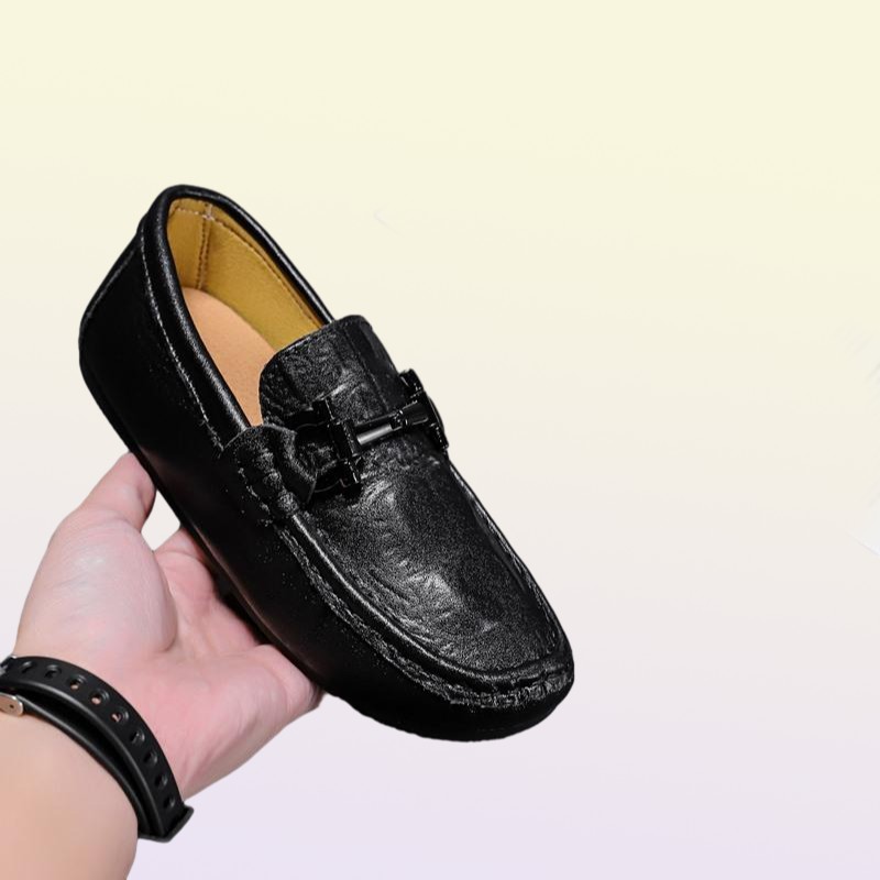 Flat Shoes Genuine Leather Luxury Designer Brand Kids Loafers Boys Girls Moccasins Soft Flats Casual Toddler Children039s
