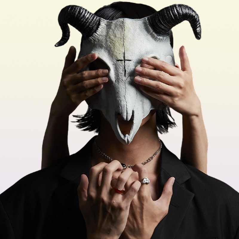 Halloween Billy Goat Half Face Masquerade Carnival Party Props Rave Sheep Bone Skull Cosplay Animal Mask