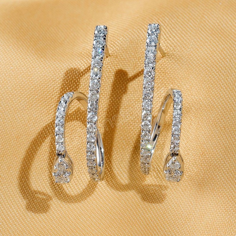 Creative Shaped Irregular Stud Earrings for Women CZ Silver Color Delicate Lady's Ear Accessories Fashion Jewelry