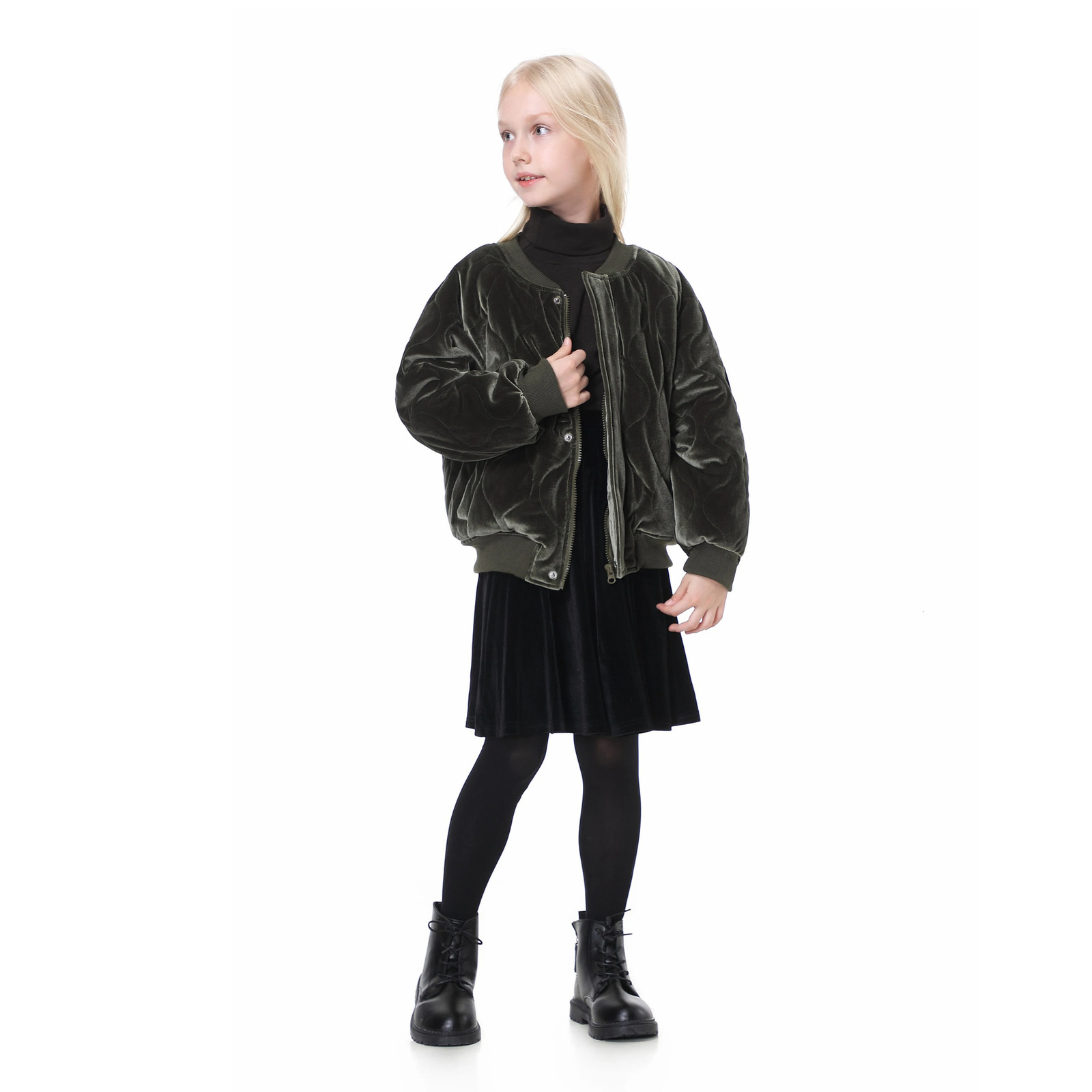 AP Velvet Thick Kids Bomber Jackets Winter Warm Boys and Girls Coat Children Quilted Clothes Zipper 9002 231228