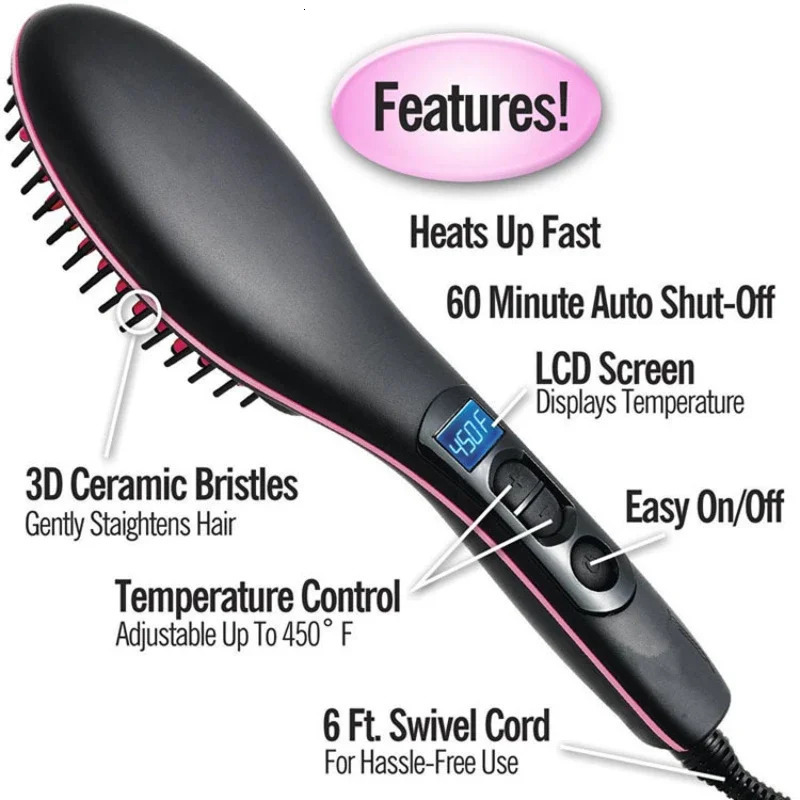 Electric Heating Comb Professional Hair Straightening Brush Adjustable Temperature Hair Straightener Women's Hair Comb 231227