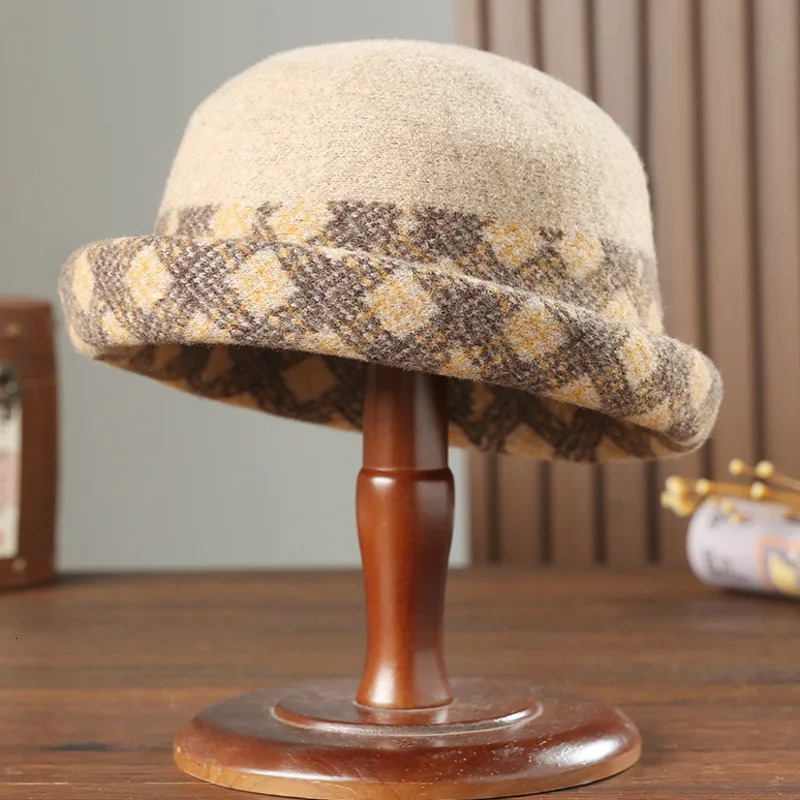 Mother Winter High Quality Wool Hat Ladies Warm Felt Fedora Women Fashion Bucket Hats 231228
