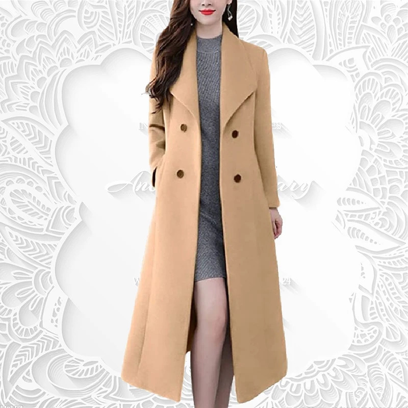 Autumn Winter Women Fashion Long Coat Warm Pure Color With Pocket Ladies Outwear High Quality Loose Clothing for Womens 231227