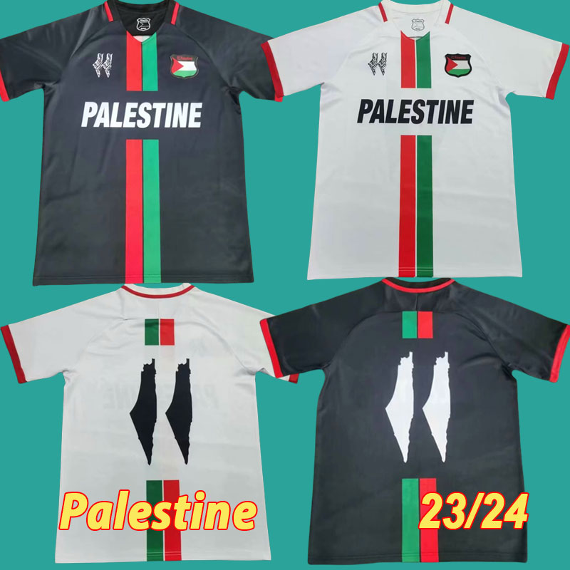 2023 2024 Palestine soccer Jerseys Home Black Center Stripe Red Green Away White Football Shirt War Justice March Football uniform Palestine Kits Uniforms