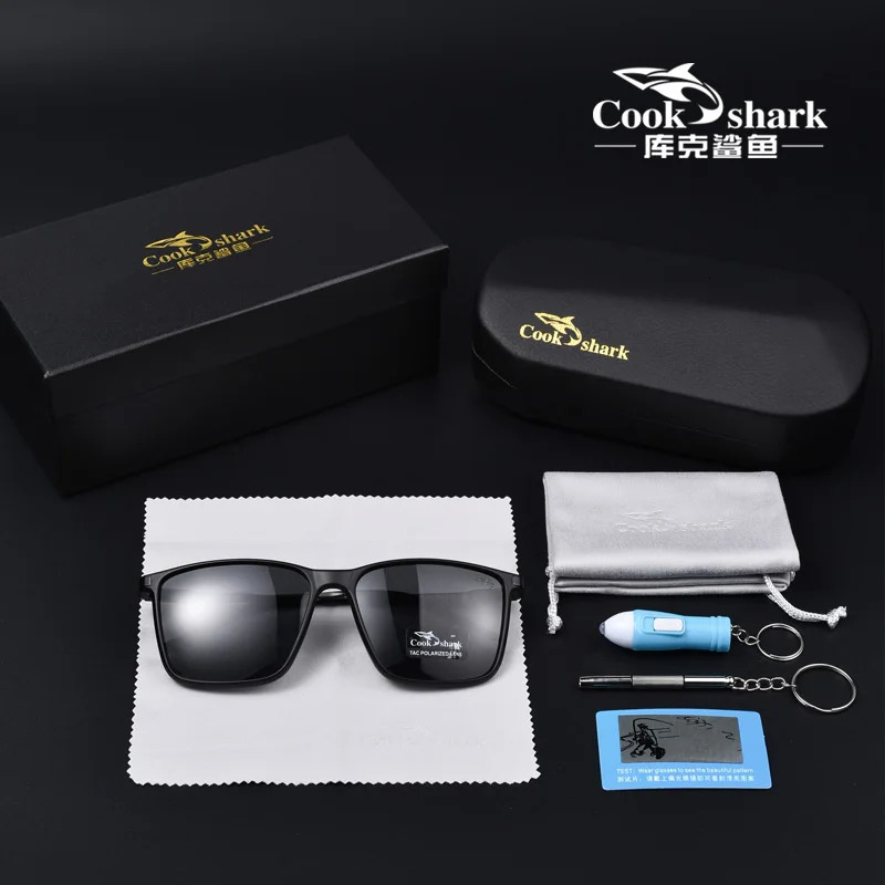 Cook Shark polarized sunglasses men's sunglasses women's UV protection driving special color-changing glasses trend personality 231228