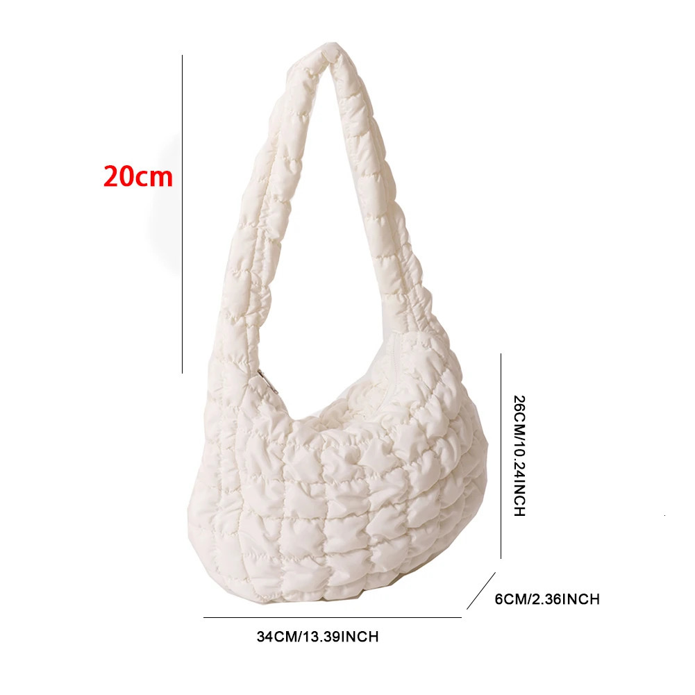 Quilted Pleated Crossbody Bag for Women Padded Shoulder Bag Ruched Cloud Bubbles Hobo Nylon Handbags Purse Large Puffer Tote Bag 231228