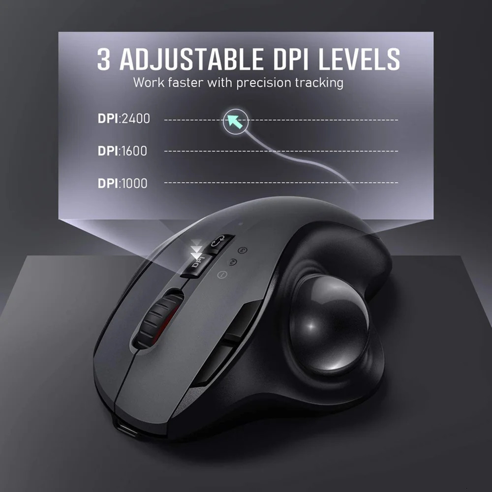 Mouse Seenda Trackball Mouse Bluetooth24g Dual Mode Rechargeable Wireless For PC Computer Laptop Tablet Gamer Mause 231228