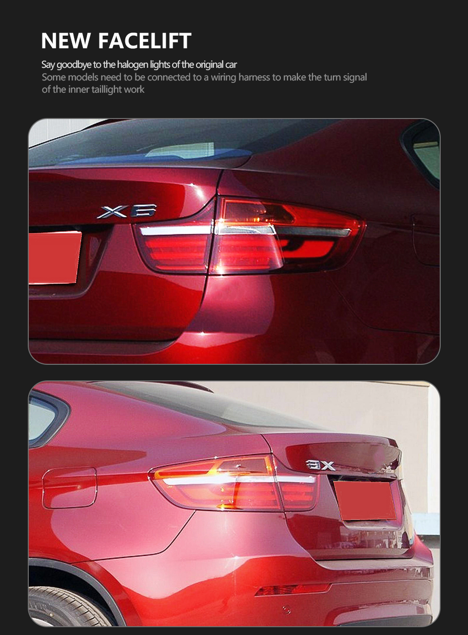 Cars LED Taillight for BMW X6 E71 2008-2014 E71 Turn Signal Running Brake Light Reversing Lamp Startup Rear Taillight Assembly
