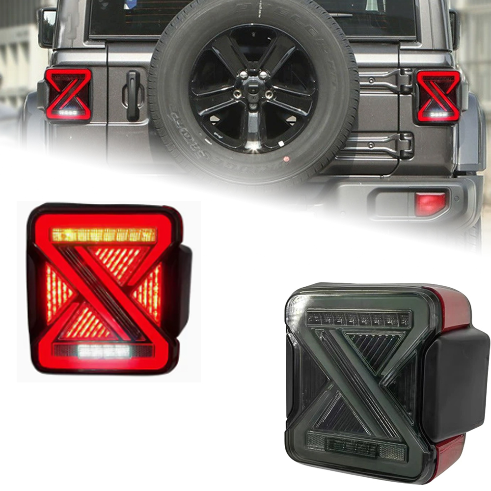 LED Tail Lights For Jeep Wrangler 20 18-2023 DRL Taillights Turn Signal Back Reverse Rear Lamps Assembly