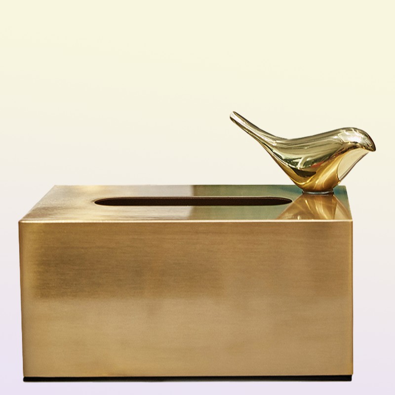 Tissue Boxes Napkins Gilded Metal Tissue Box Fawn Decoration Box Magnet Adsorption Animal Napkins Organizer Dining Table Home Deco