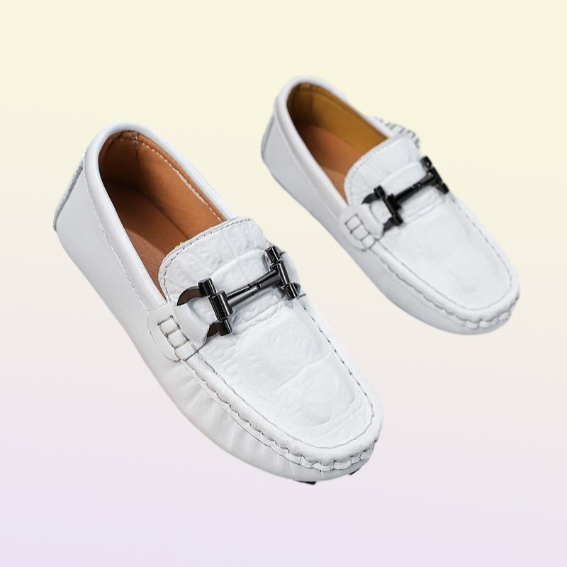 Flat Shoes Genuine Leather Luxury Designer Brand Kids Loafers Boys Girls Moccasins Soft Flats Casual Toddler Children039s
