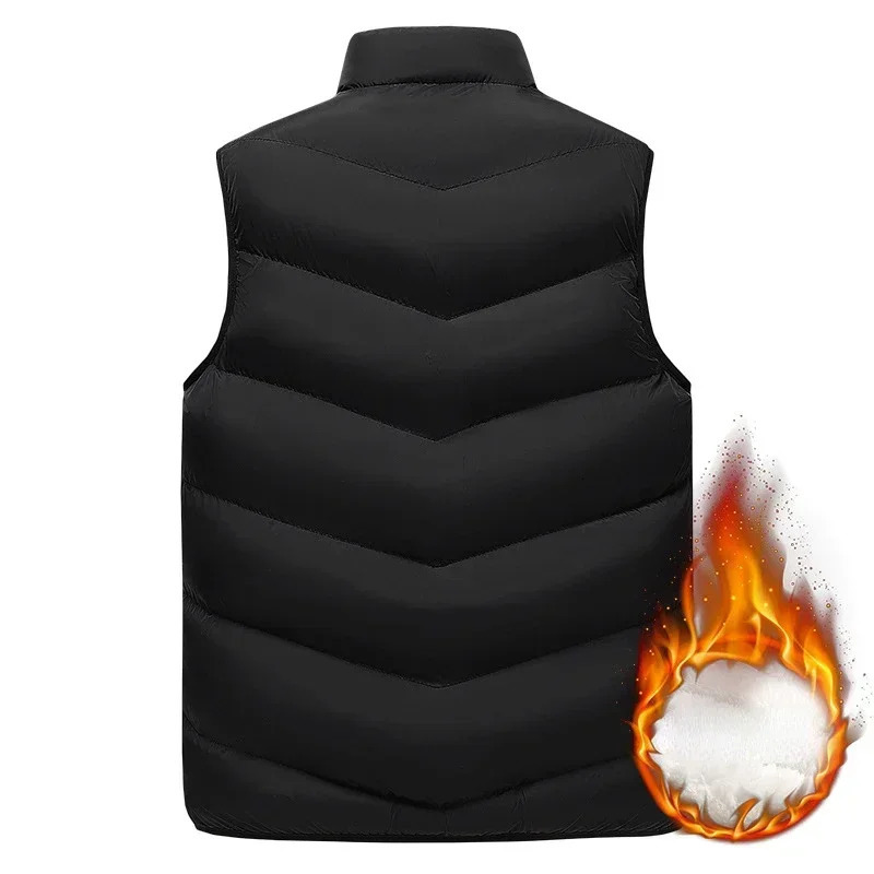 2023 in Fleeced Clothing Men Vest Zip Warm Winter Thick Autumn Sleeveness Jackets Male Orange Black Waistcoat Large Size Big 231227