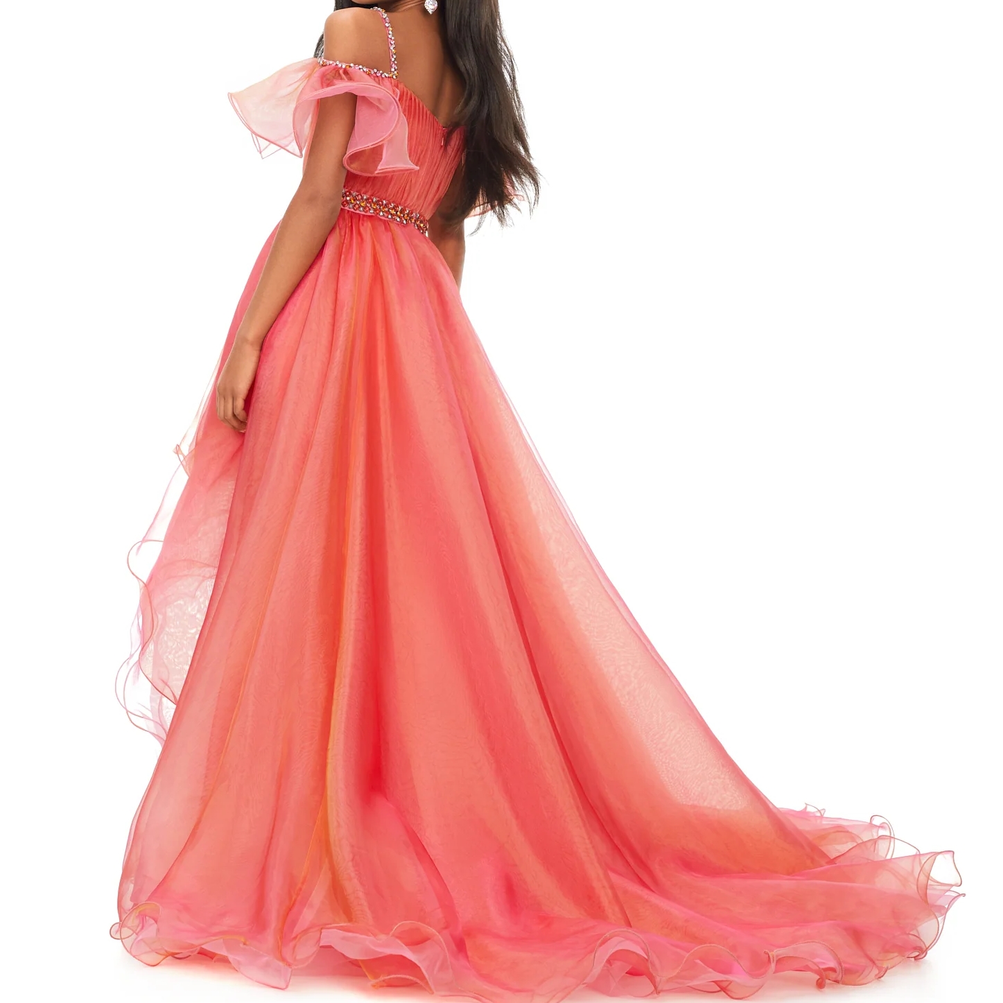 Two-Tone Girl's Pageant Dresses Hi-Lo Flower Girl Dress for Wedding Robe De Mariage Ruffled Organza Infant Toddler Kid 1st Communion Gown Lilac/S