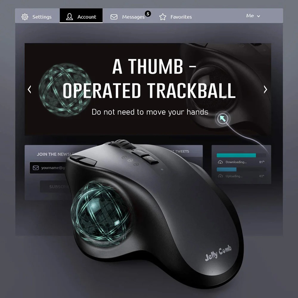 Mouse Seenda Trackball Mouse Bluetooth24g Dual Mode Rechargeable Wireless For PC Computer Laptop Tablet Gamer Mause 231228