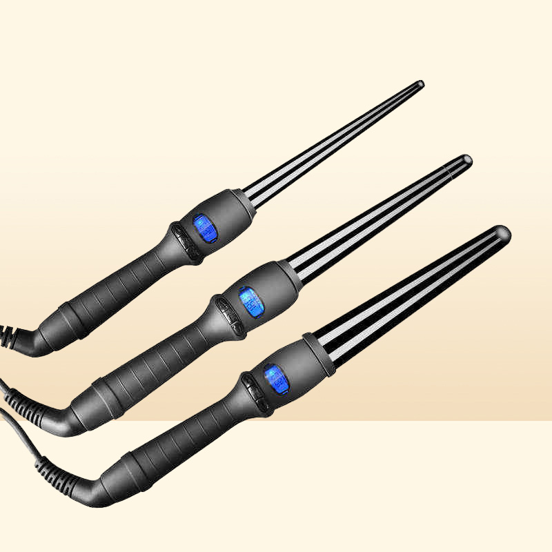 Lcd Curlers Conical Curler Single Tube Ceramic Glaze Pear Flower Cone Electric Hair Curly Hair J220711