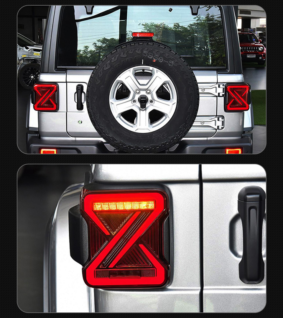 LED Tail Lights For Jeep Wrangler 20 18-2023 DRL Taillights Turn Signal Back Reverse Rear Lamps Assembly