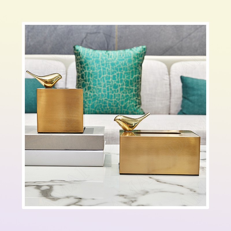 Tissue Boxes Napkins Gilded Metal Tissue Box Fawn Decoration Box Magnet Adsorption Animal Napkins Organizer Dining Table Home Deco2396424